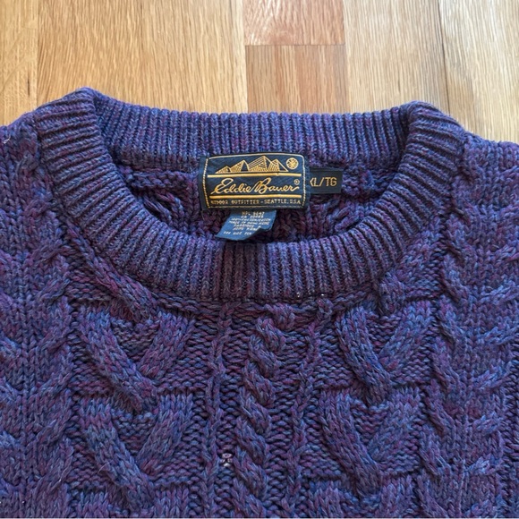 Eddie Bauer Vintage Men's Cable Knit Sweater - Purple - Picture 2 of 6